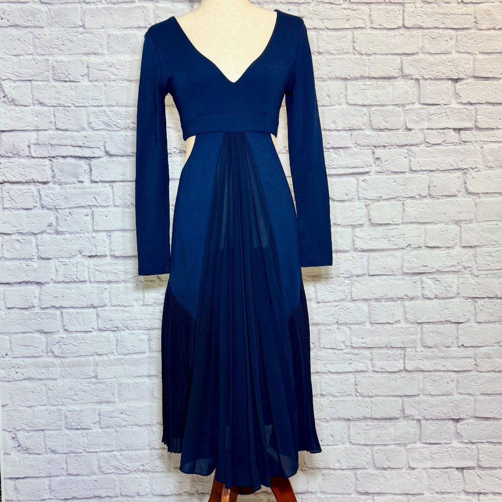 Alyson Eastman Navy Blue Fit & Flare Midi Dress